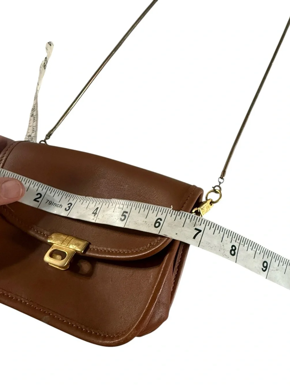 Kani Women's Brown leather turn lock mini Crossbody Bag chain strap
